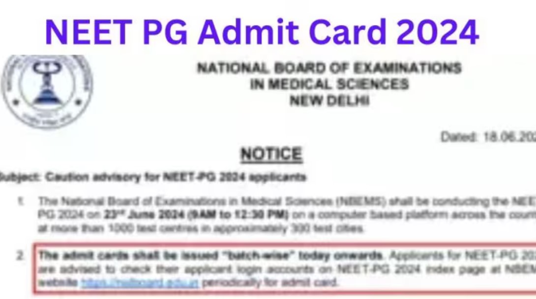 NEET PG 2024 Exam City is being released today, information is being shared here and not on the official link