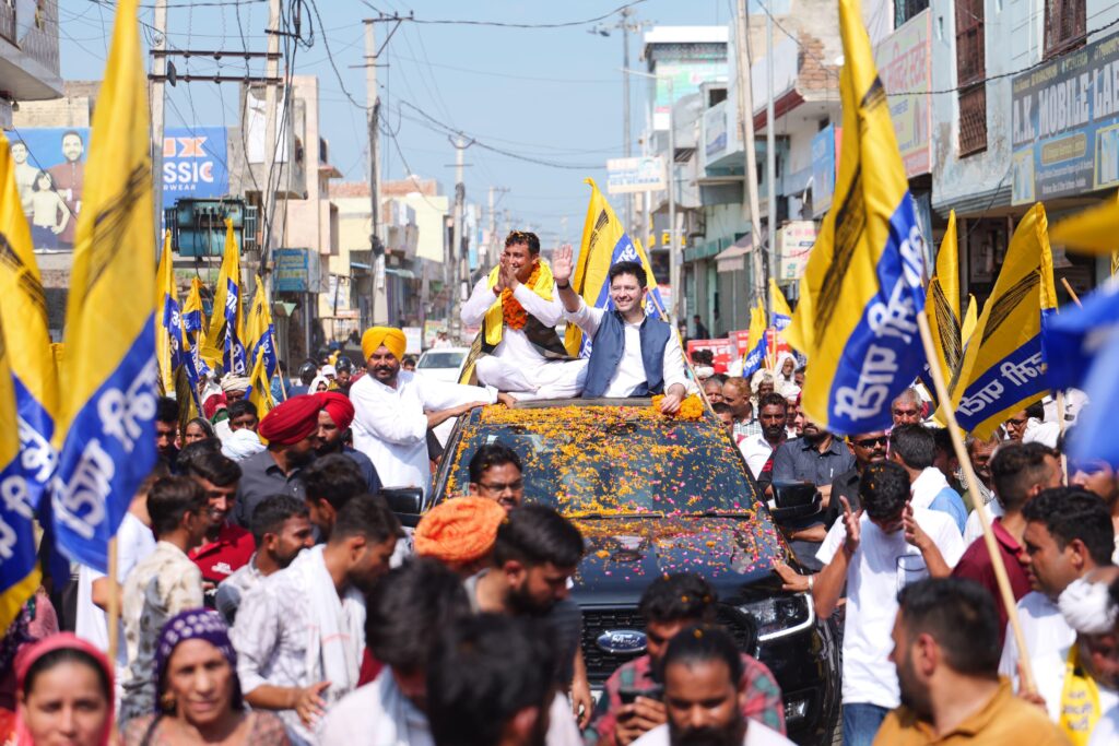 AAP Candidate Pawan Fauji Files Nomination with Rajya Sabha MP Raghav Chadha Present